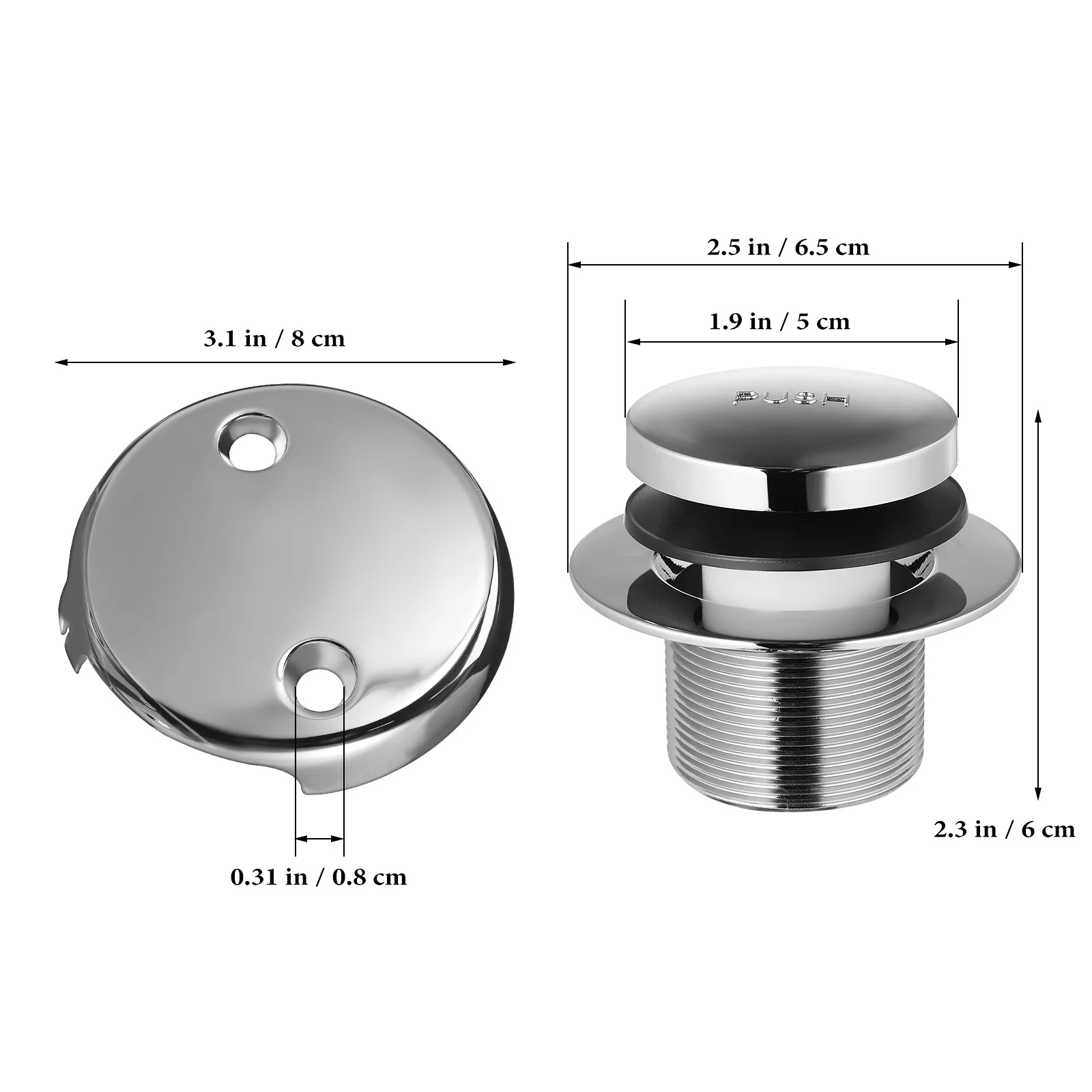 1Set Bad Afvoer Kit Dual Hole Overloop Plaat Universele Bad Stopper Badkamer Afvoer Vervanging Metalen Plug Blocker