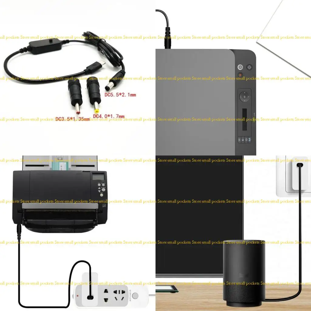 

R1WD USB C до 5,5x2,1 мм, 5 В, 9 В, 12 В, 15 В, 20 В, регулируемый кабель питания с 2 сменными адаптерами для сетевого