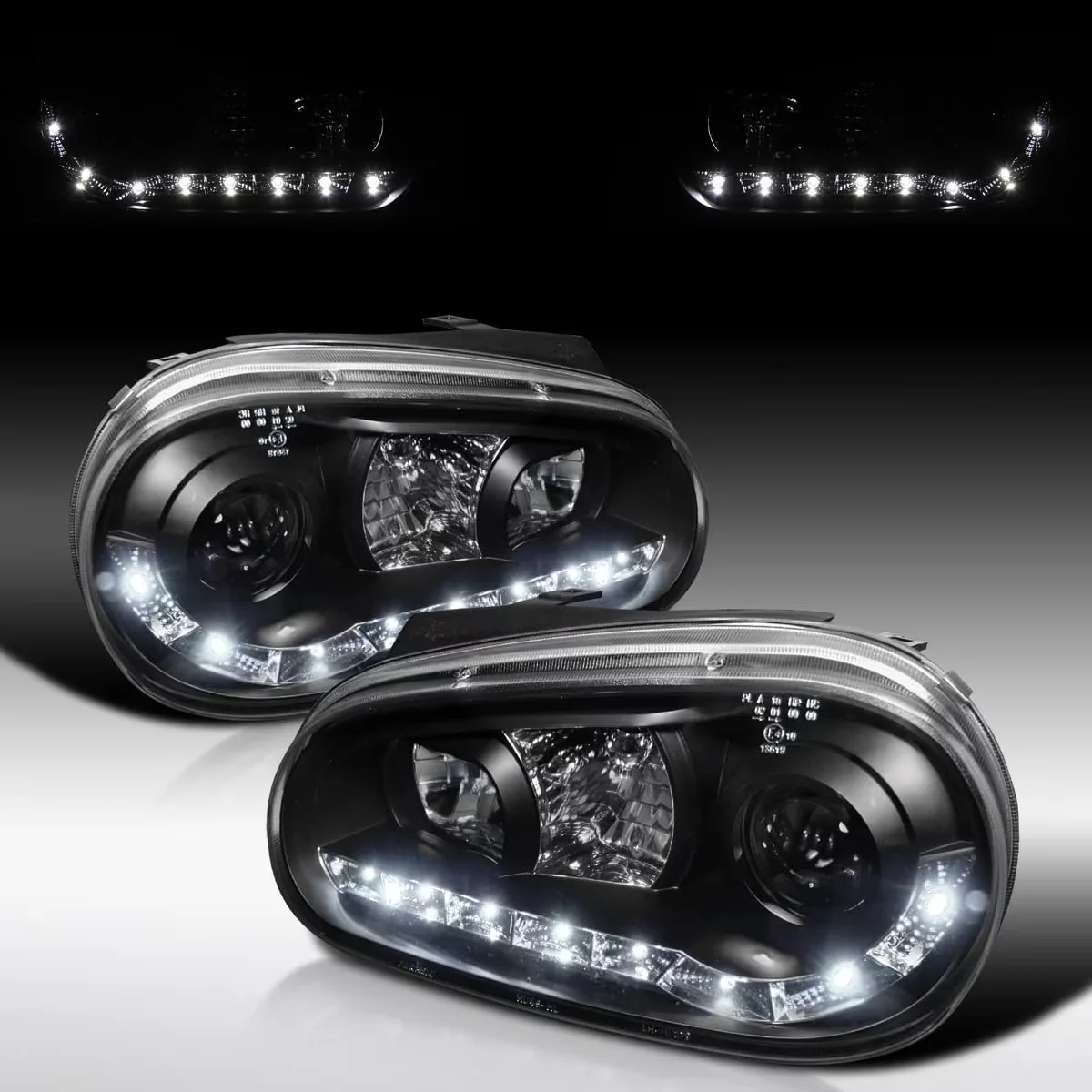 Sulinso For Volkswagen Golf GTI MK4 Black R8 LED Projector Headlights