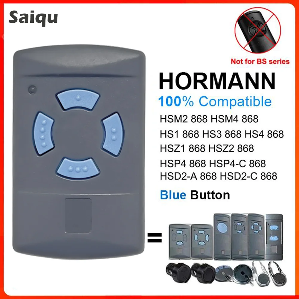 HORMANN 868mhz Gate Control For HORMANN Blue Button Replacement Fixed Code Remote Control 868.35mhz Garage Door Opener 