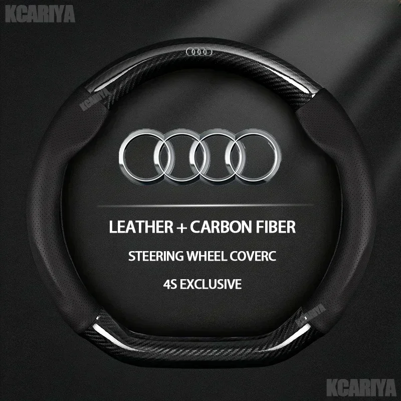 

38cm PU Leather Car Steering Wheel Cover, For Audi Q2 Q3 Q5 Q7 Q8 S4 S3 S5 S6 S8 RS6 RS4 A1 A3 A4 A5 A6 A7 A8 Auto Accessories