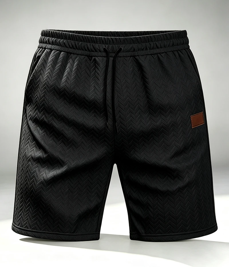 Herren Sommer-Jacquard-Shorts, Lässige Passform mit Kordelzug, Strukturiert, Leicht, für Urlaub und Alltag – Detail 16