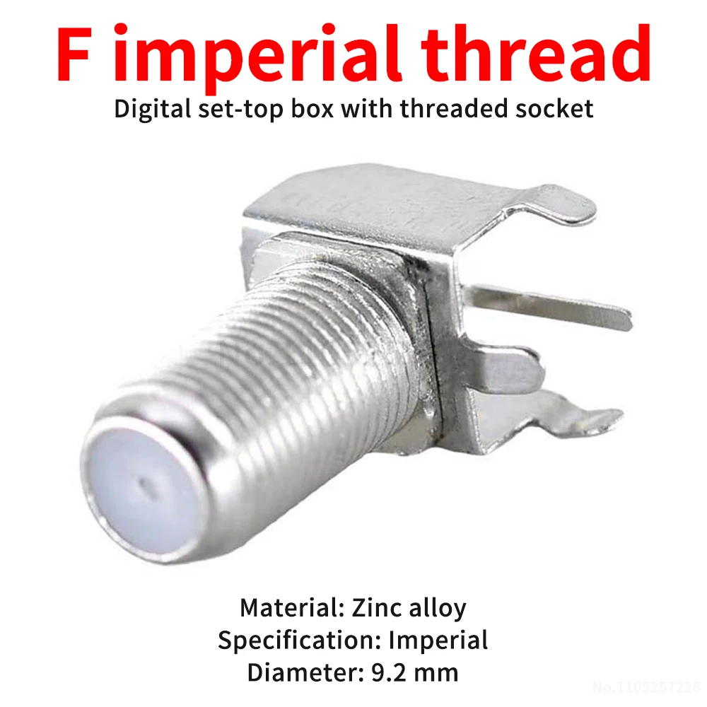 (10 pcs) Imperial F type connector 90 degree angled female socket digital set-top box with threaded female socket metal casing