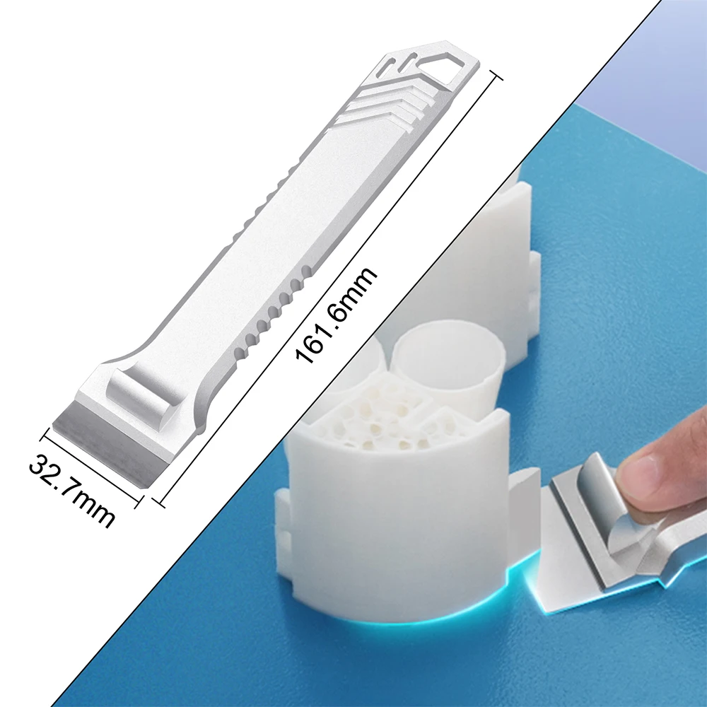 Grattoir pour laboratoire Bambu Creality, tout en métal usiné CNC, lame en acier SK5, outil de nettoyage, pelle grattoirs, pointe de couteau, pièces d'imprimante 3D