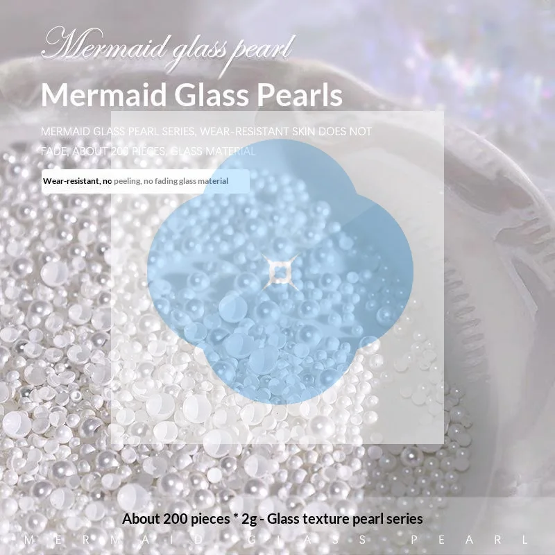200PCS Flatback White Mermaid Glass Pearl Bead With Scratch Resistant And Non Fading Feature Perfect For Jewelry Making Nail Art