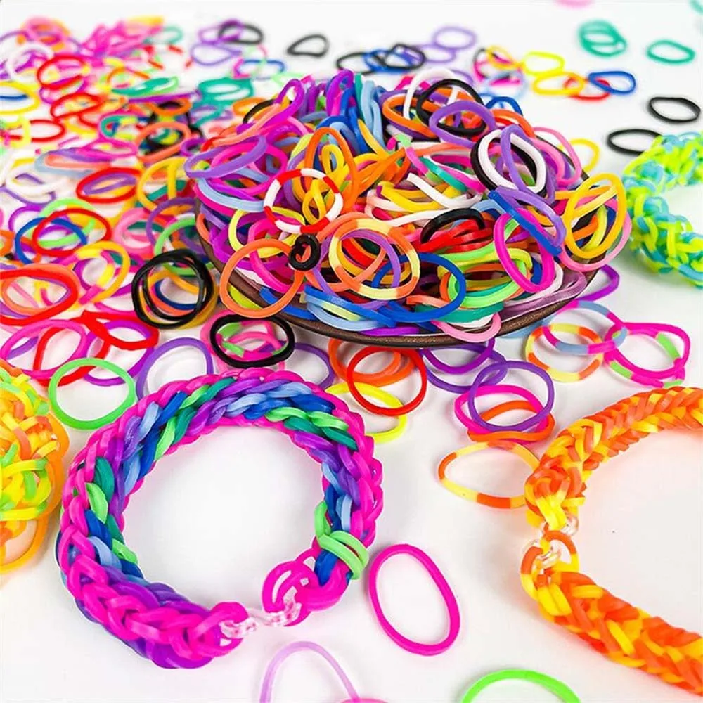 200/600Pcs Color Elastic Bracelets Rubber Loom Bands For DIY Girls Children Party Jewelry Making Craft Accessories Supplies