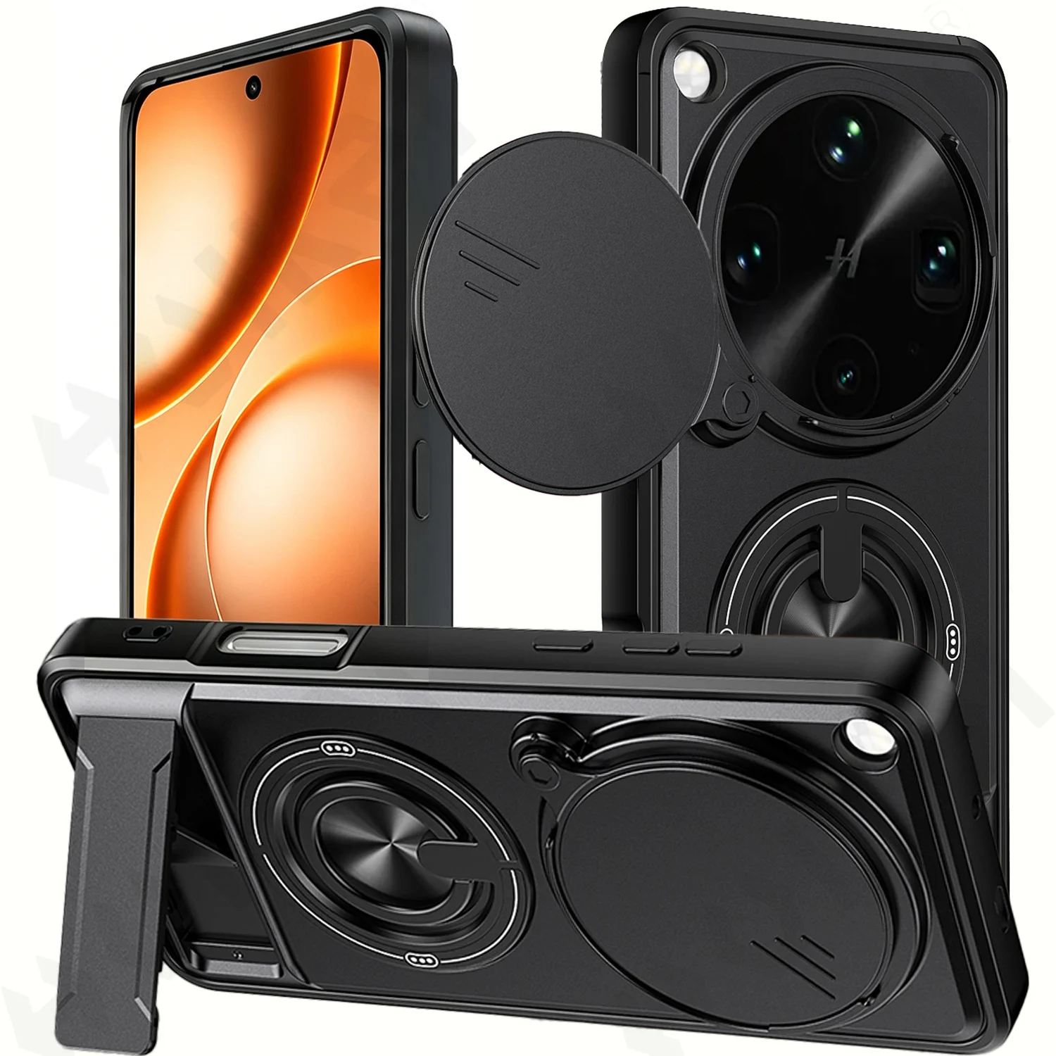 OPPO Find X9 울트라용 무광 블랙 케이스, 슬라이드 카메라 보호 기능, 충격 방지 소프트 TPU 케이스, 초슬림 충격 방지 커버