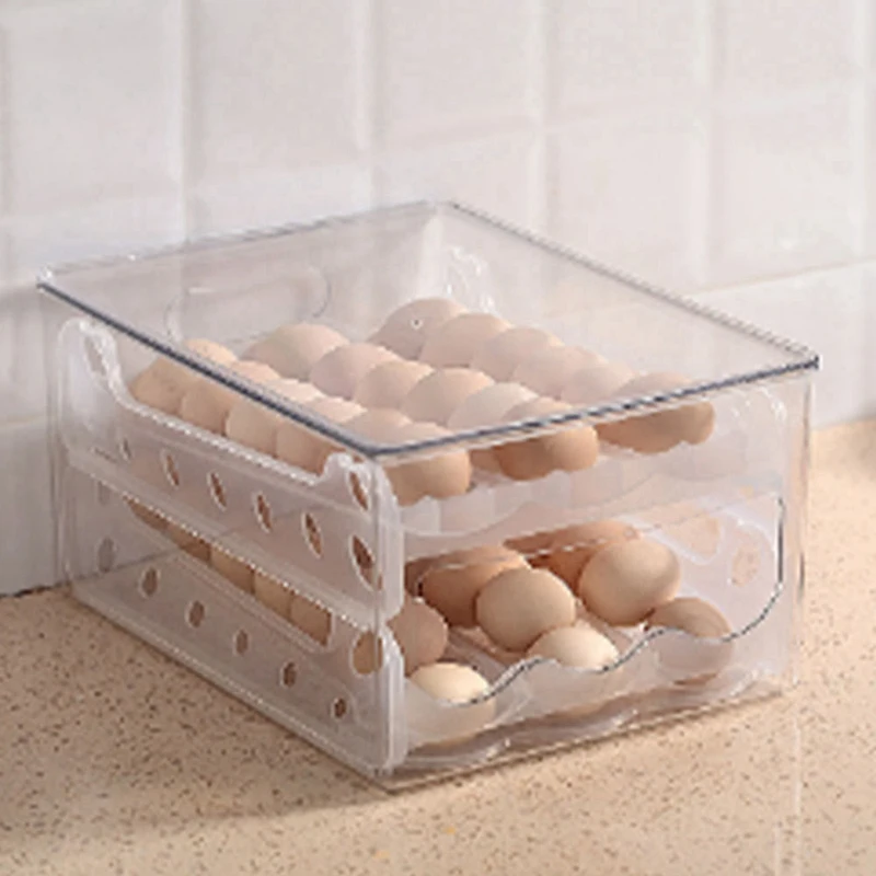 Slide Eggs Storage Box Spare Parts Egg Holder Container Refrigerator Drawer Stackable Food Eggs Box Kitchen Fridge Organizer