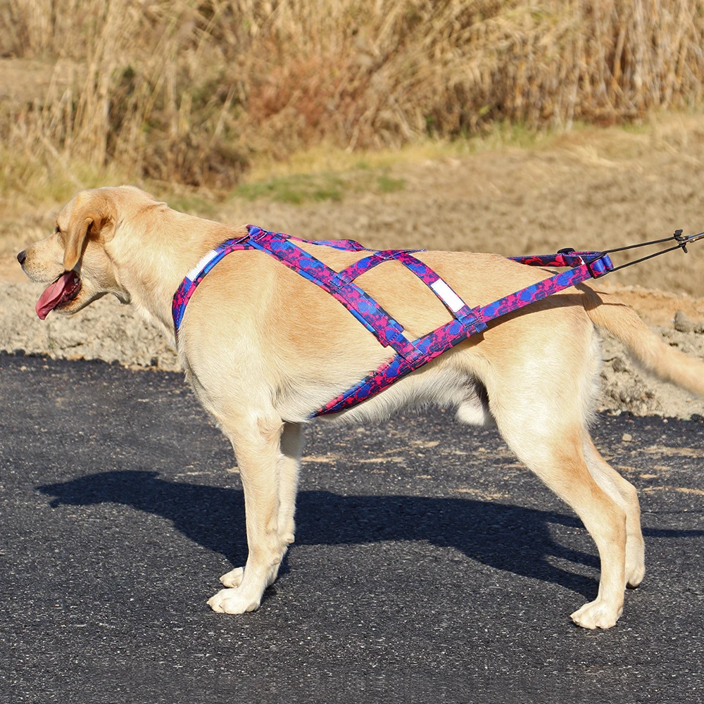 Reflective Dog Sled Harness Adjustable Big Dog Weight Pulling Harness Pet Sleding Harness For Medium Large Dogs Husky Skijoring