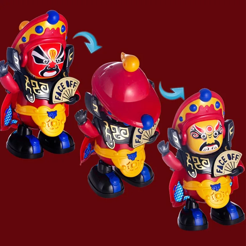 Elétrico automático dança robô bebê brinquedo, ópera chinesa cara mudança boneca, presente de aniversário infantil, brinquedos para crianças, vintage