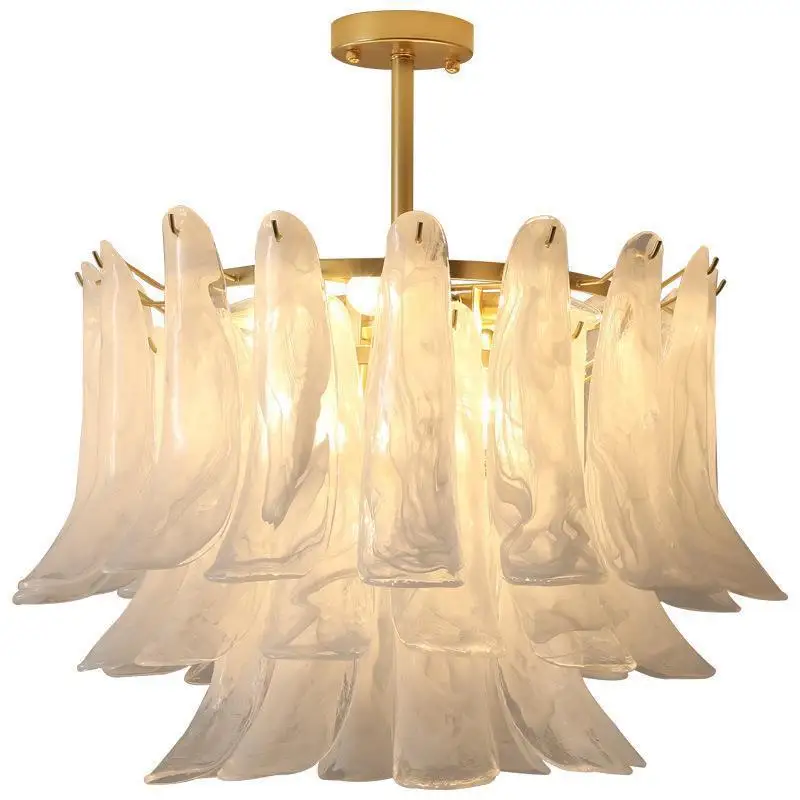 

eye protection, handmade glass chandelier, American retro, light luxury in the hall, restaurant, horseshoe chandelier.