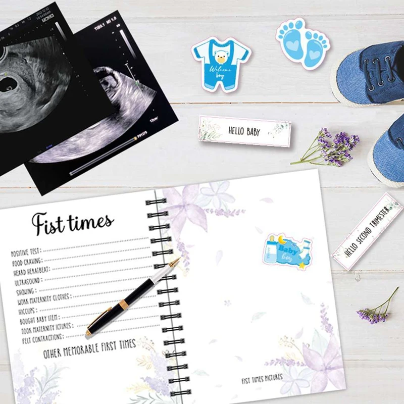 L81A 2025-My Pregnancy Journey Book With Cartoon Stickers Hardcover Pregnancy Journal Book Pregnancy Planner Baby Memory Noteboo