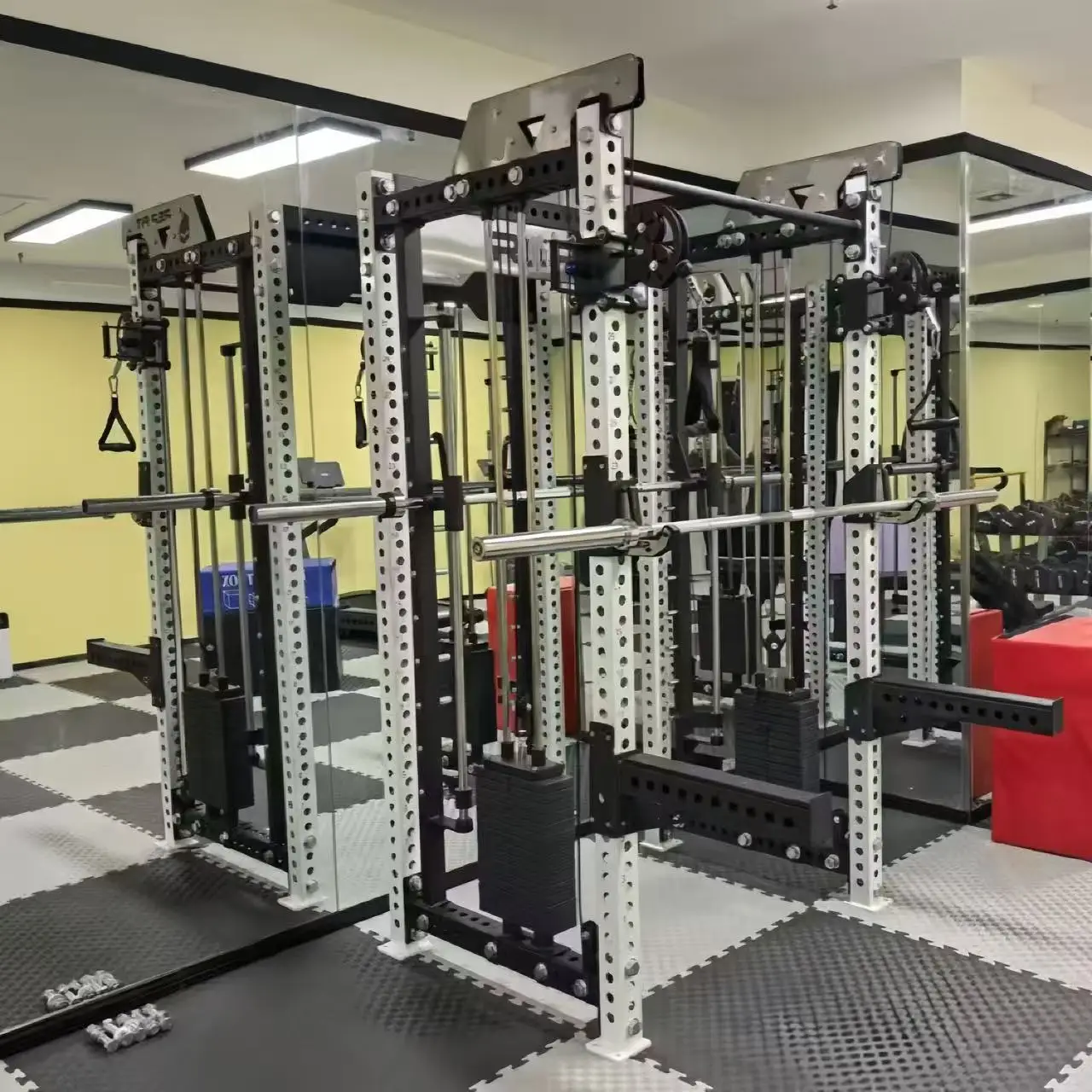 Steel Squat Rack Smith Machine Cable Cross Dual Function Strength Gear