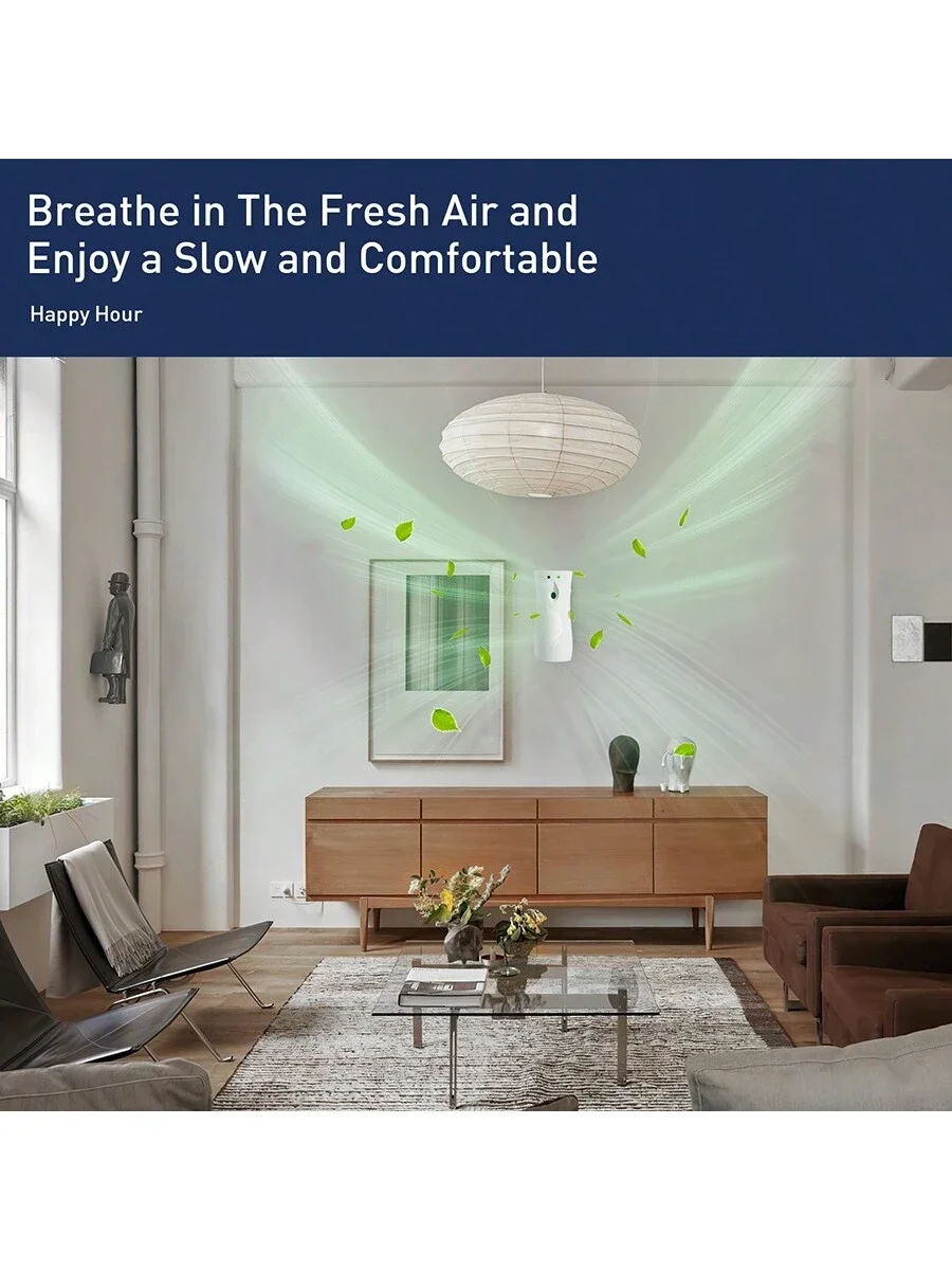 1 قطعة موزع معطّر الهواء الأوتوماتيكي مدعوم بالبطارية، موزع عطر رذاذ مثبت على الحائط وسطح المكتب لمجموعة الحمام