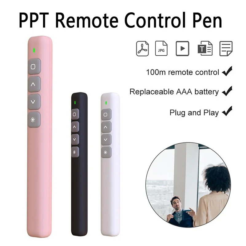 

Wireless Presenter Remote Control 2.4GHz USB Projector Page Turning Pen For PPT Powerpoint Presentation Pointer Slide Advancer
