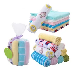 8pcs/Set Square Cotton Baby Face Towel Handkerchief Soft Absorbent Gauze Baby Towel Kids Feeding Bibs Burp Cloths Washcloth