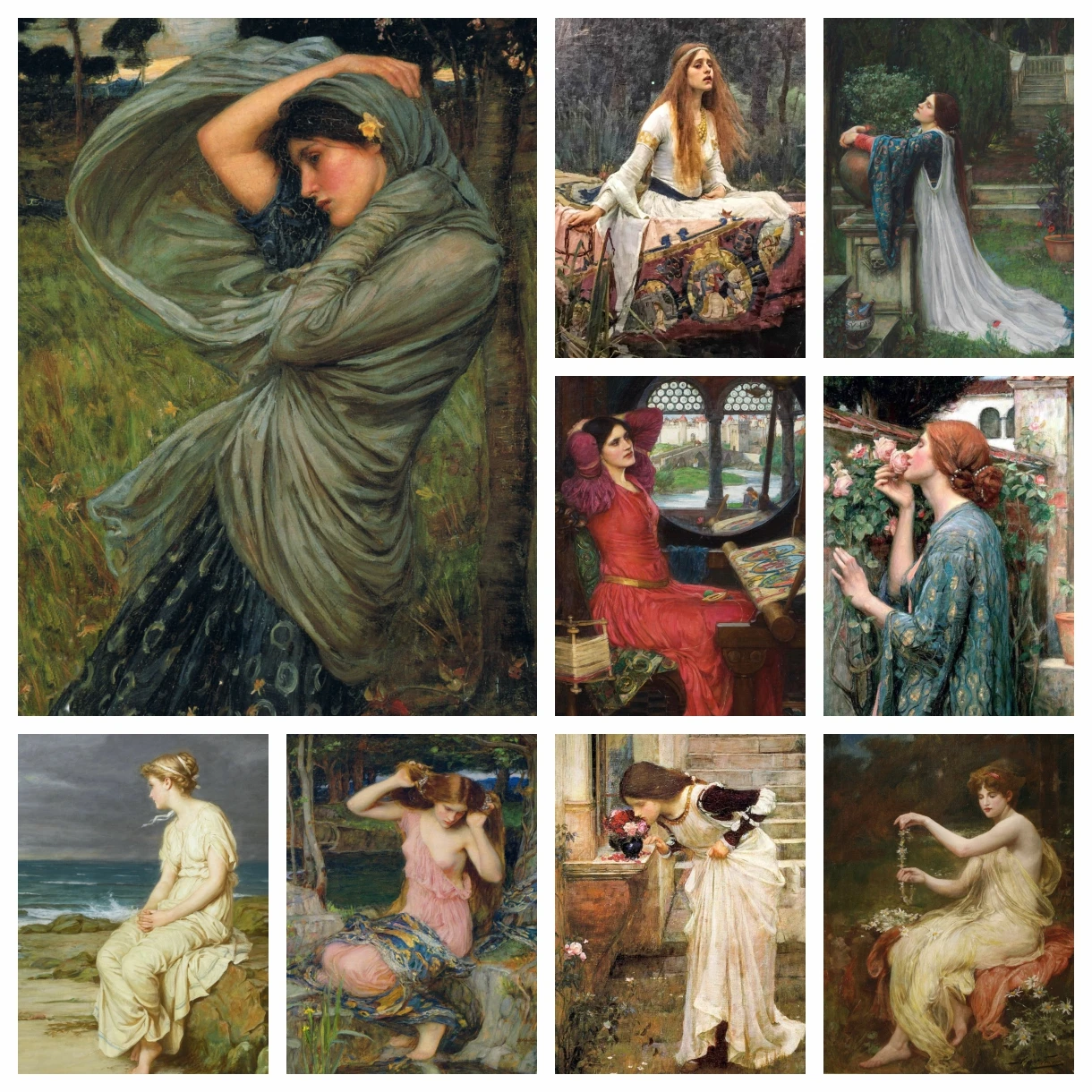 

DIY Famous Artist John William Waterhouse Painting Diamond Embroidery Vintage Art Cross Stitch Mosaic Picture Crystal Home Decor