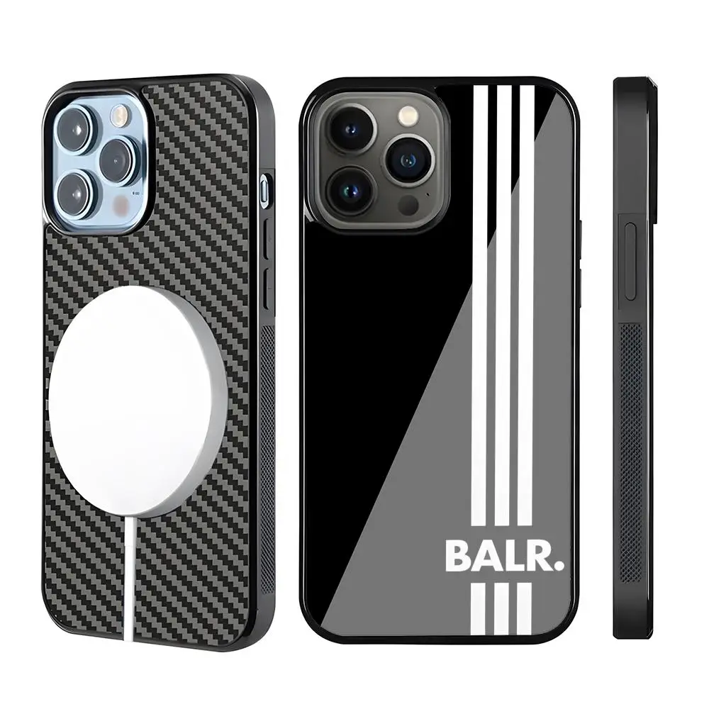 

Luxury Brand B-BALR Black Phone Case For Magsafe Phone Case For IPhone 16 15 14 13 12 11 Plus Pro Max Mirror Acrylic Cover TPU