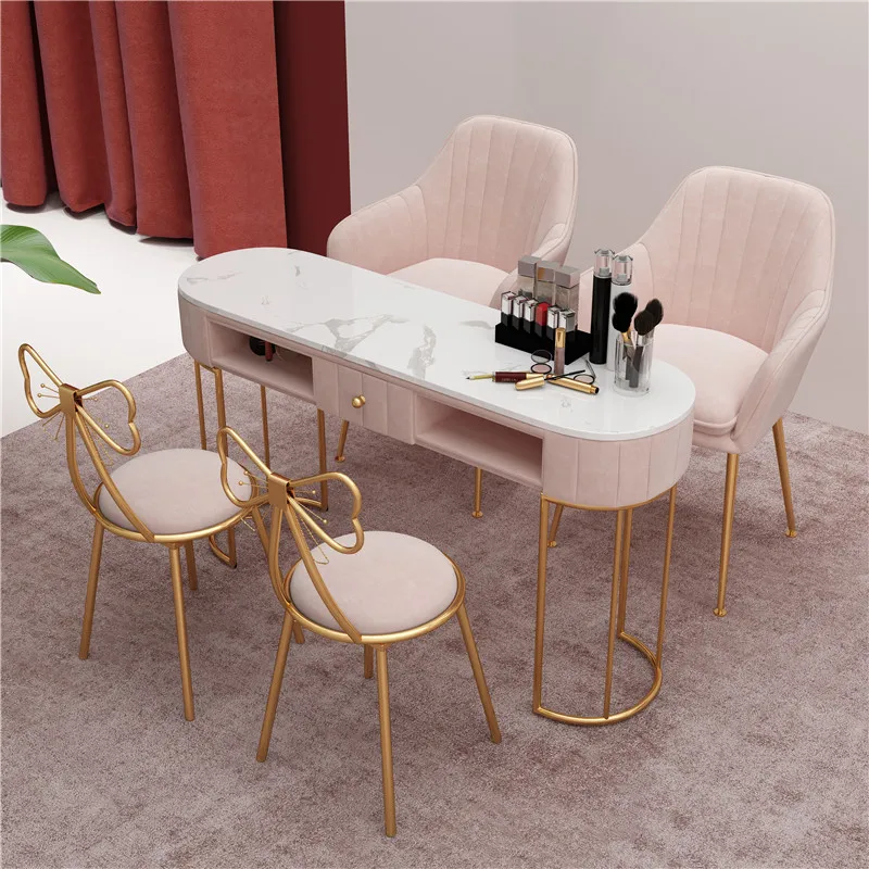 

Profesional Workstation Nail Desk Design Organiser Light Luxury Nail Tables Nordic Aesthetic Tavolo Per Unghie Salon Furniture