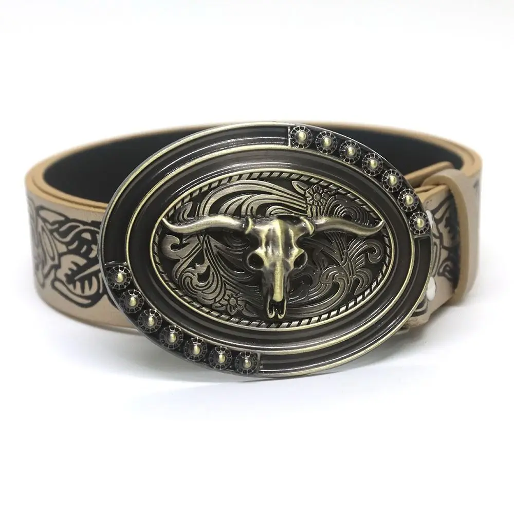 Cinturón Vintage Y2K estilo bohemio Hip Hop Harajuku cinturón con hebilla de cabeza de vaca pretina Punk Rock