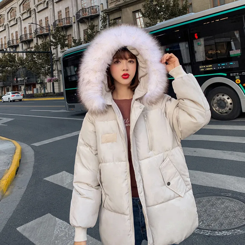 

Winter New Women's Hooded Long-sleeved Solid Color Casual Women's Down Cotton Jacket Korean Fashion Loose Thick Warm Jacket