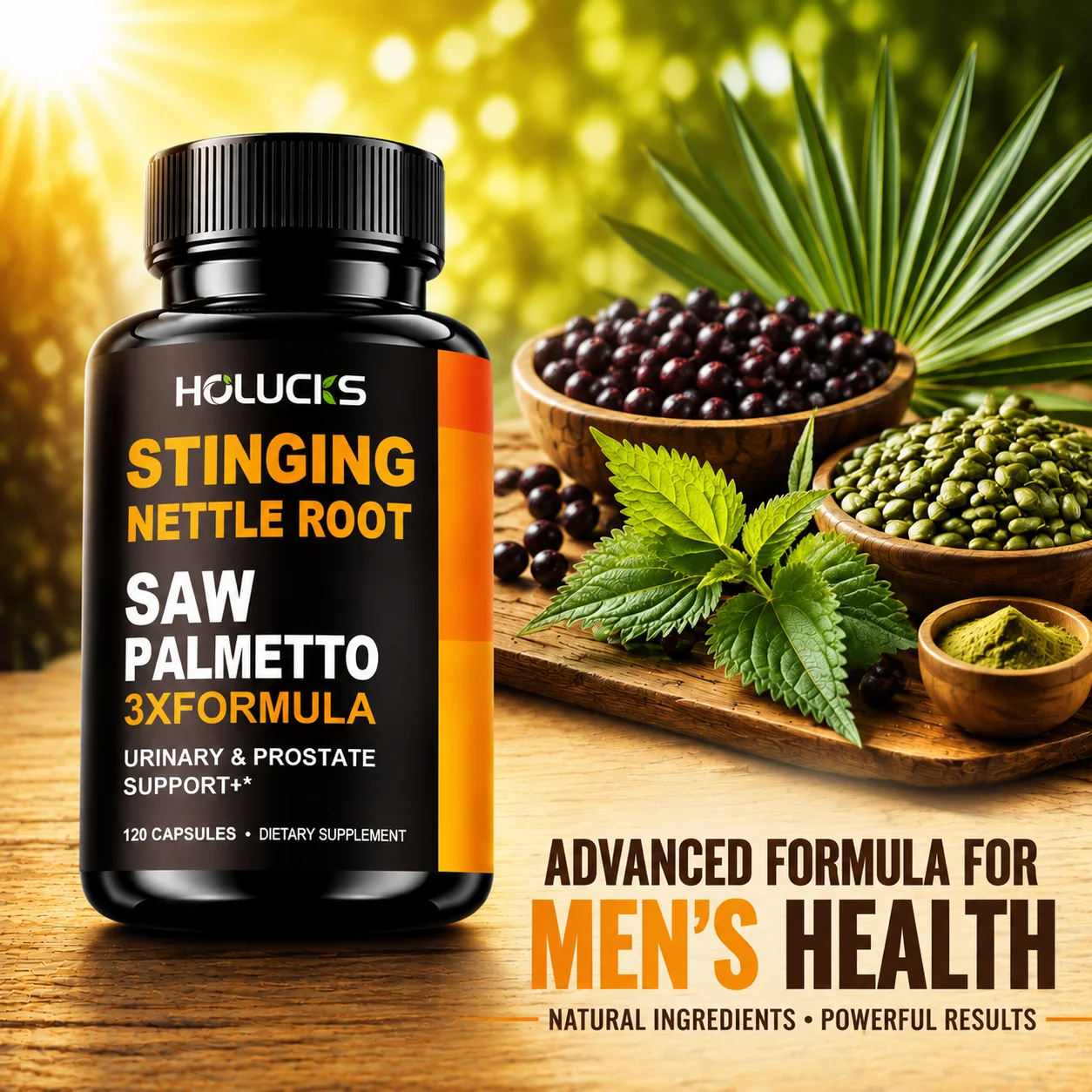 Premium Saw Palmetto Extract, with Stinging Nettle & Pumpkin Seed, Support Prostate, Hair & Urinary Tract Health, Immune for Men