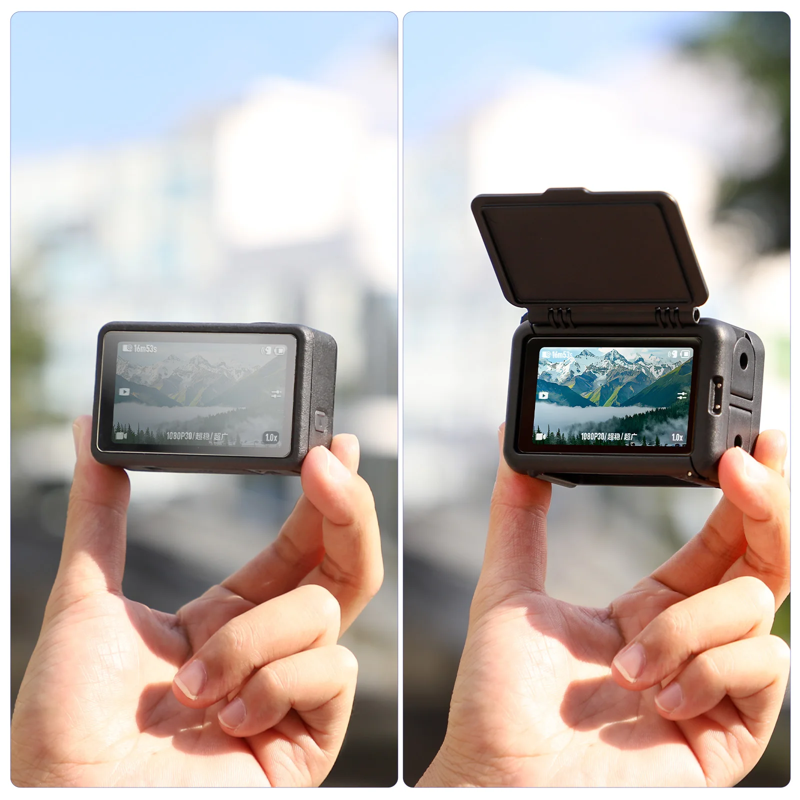 Housing Frame Cage and Screen Sun Hood for DJI OSMO Action 5 Pro/ Action 4/Action 3, Screen Protector Sun Shade Cover Protective