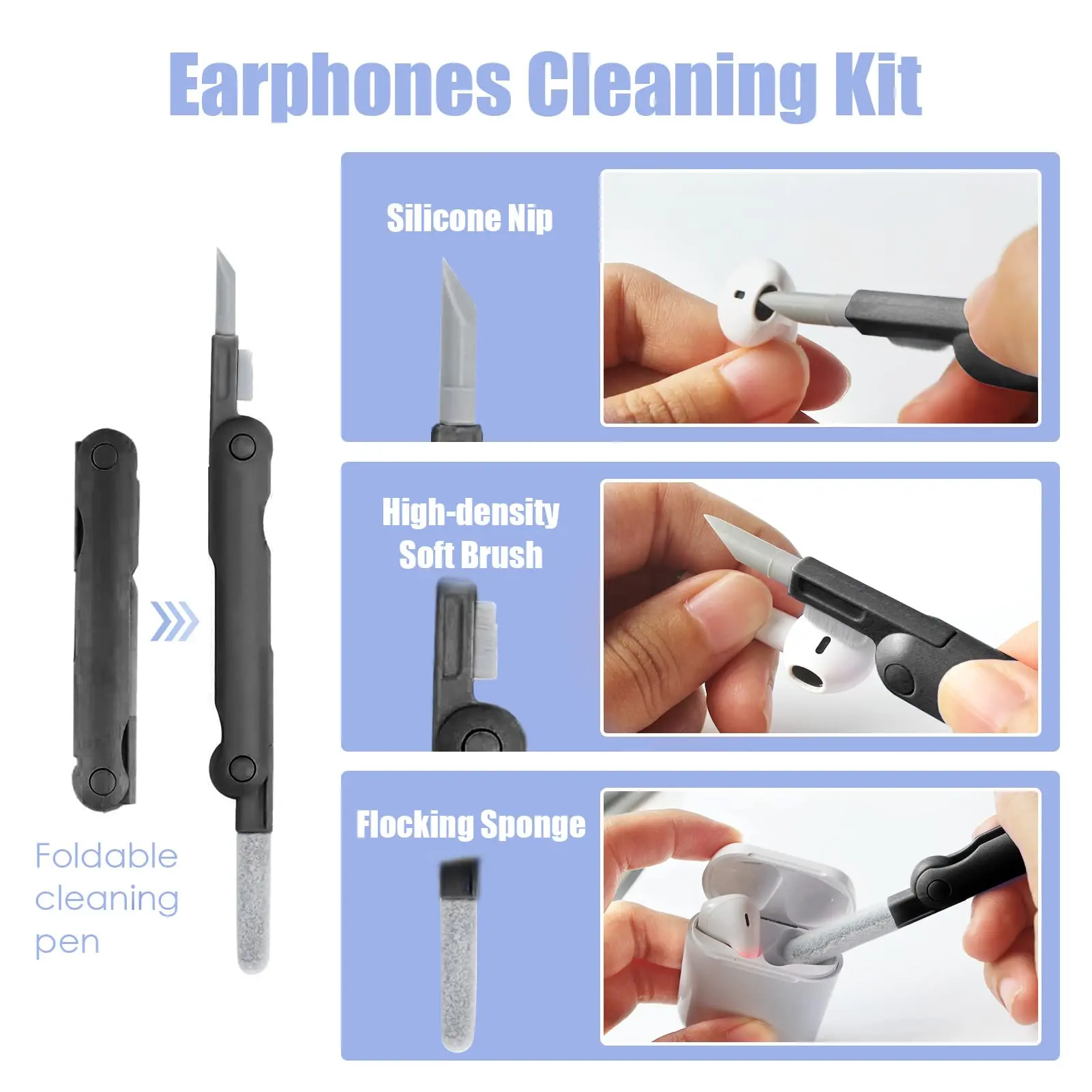 7-in-1 Computer Keyboard Cleaner Brush Kit Keycap Puller Bluetooth Earphone Cleaning Pen For AirPods 3 Pro Headset Cleaning Tool