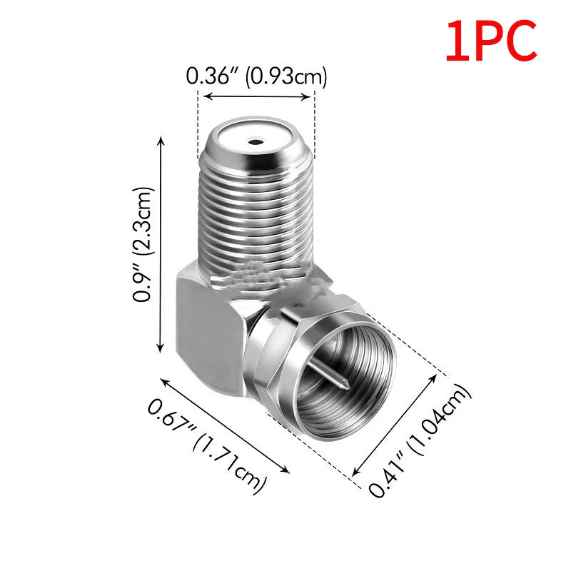 1Pc 90 Degree Right Angled TV Aerial Cable Connector F Male To F Female Adapter RF Coaxial Converter.