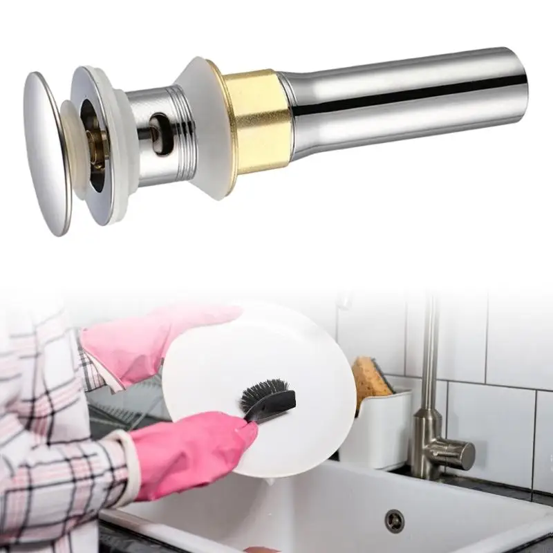 J2FA Dễ dàng để làm sạch bồn rửa Dây dừng phòng tắm kim loại Trống bộ lọc thoát nước cho 3,18cm