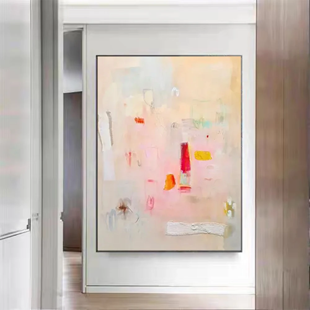 

100% Hand-Painted Oil Painting Color Block Gold Leaf Paintings Decor Living Room Abstract Mural For Home Hanging Image Wall Art
