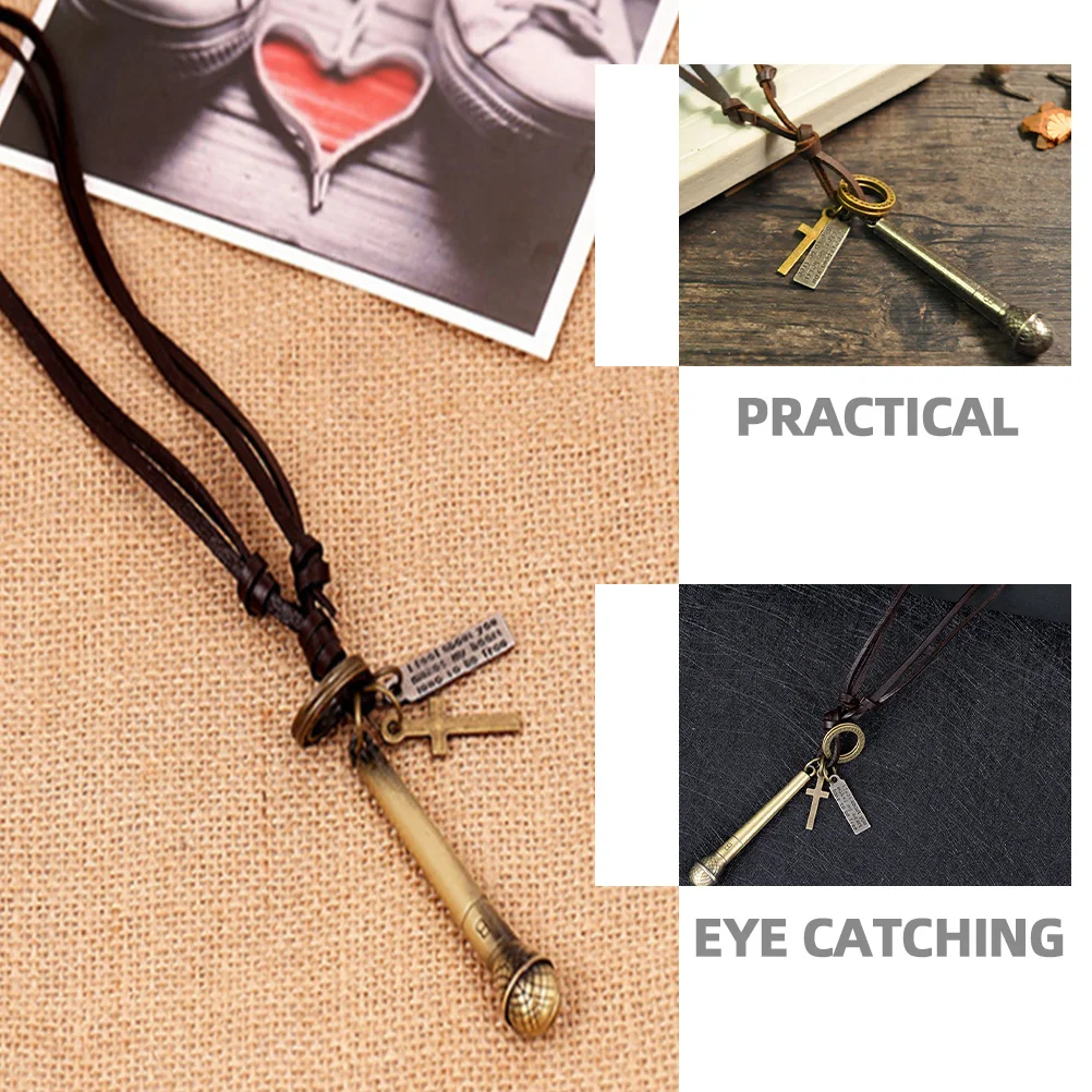 

Cowhide Necklace For Men Hip-Hop Pendant Vintage Metal Chain Mens Neck Jewelry Durable Rust-Resistant Fashion Accessory