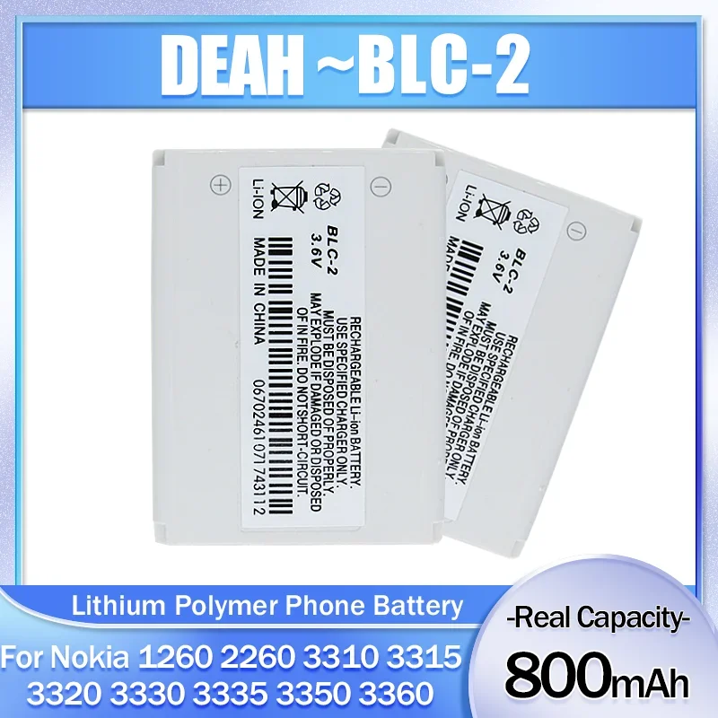 3.6V 800mAh BLC-2 BLC 2 Replacement Mobile Phone Battery For Nokia 3310 3330 3410 3510 3510i 3315 3350 3589 6650 6800 6810 5510