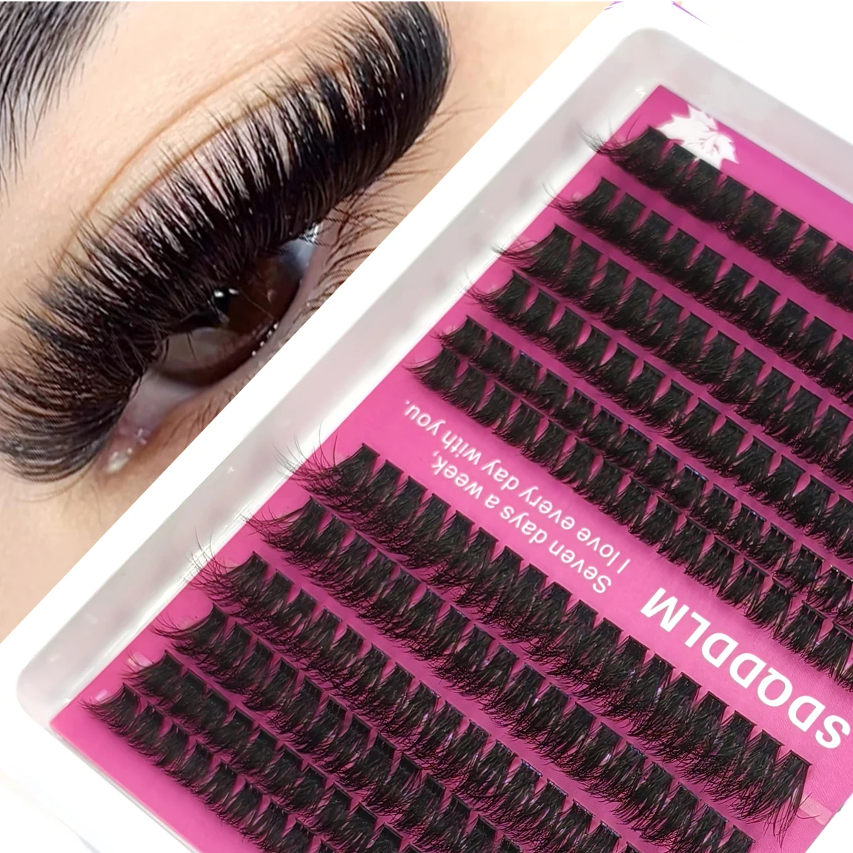5D Flauschige künstliche Wimpern, 12 Reihen Wimpernbüschel, Wimpernverlängerung, Wispy Cat Eyelashes, Wimpernbüschel mit weichem Band, Make-up