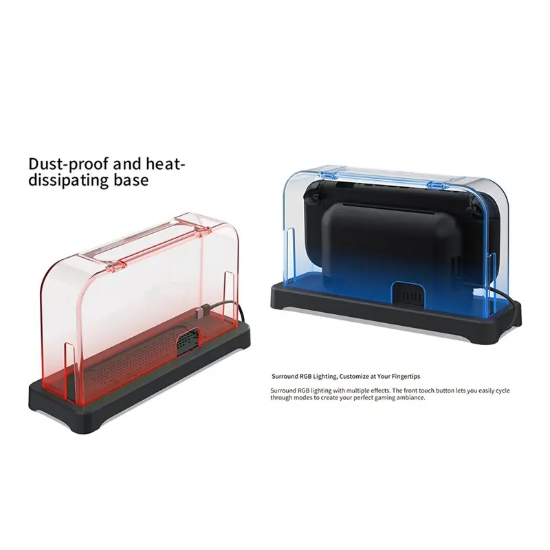 Voltvibe-Dust Cover Cooling Dock For Switch 2/OLED RGB Light USB Expansion Ports Slim Protective Dock Case Shell Stand