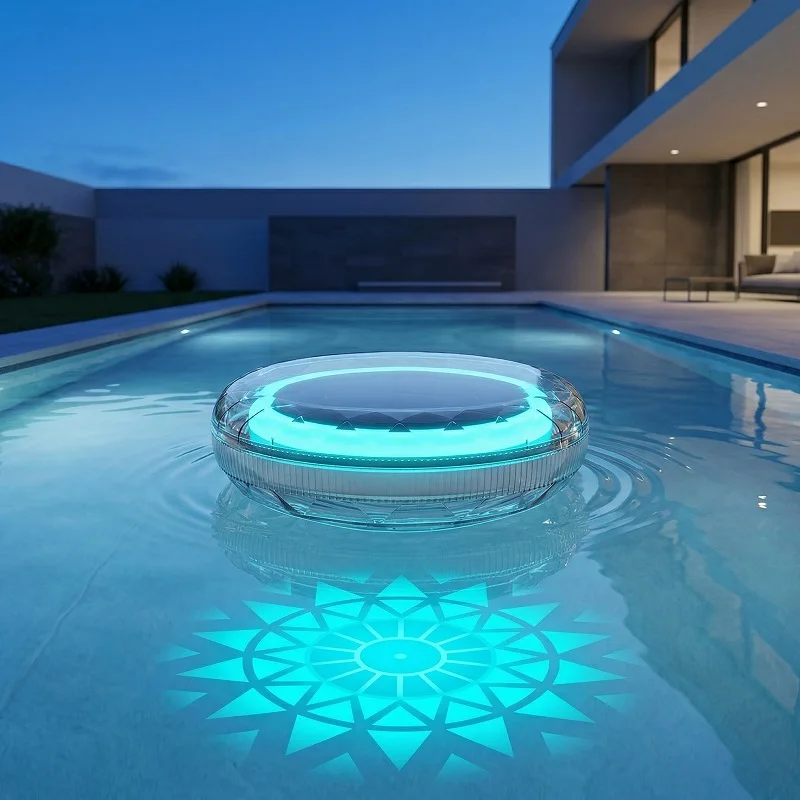 Outdoor LED Solar Pool Lights RGB Spectrum 16 Million Colors Dynamic Modes Solar-charged Waterproof Design Waterproof 3 Timer 9 Lighting Floating Lamp For Garden Pool Party Decoration