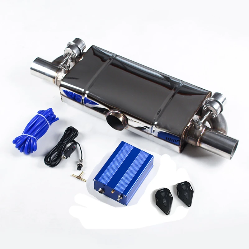 Car Sounds Muffler System Vacuum Pump Exhaust 1In 2 Out Automatic Remote Control Adjustable Sport Cars Modification Kit