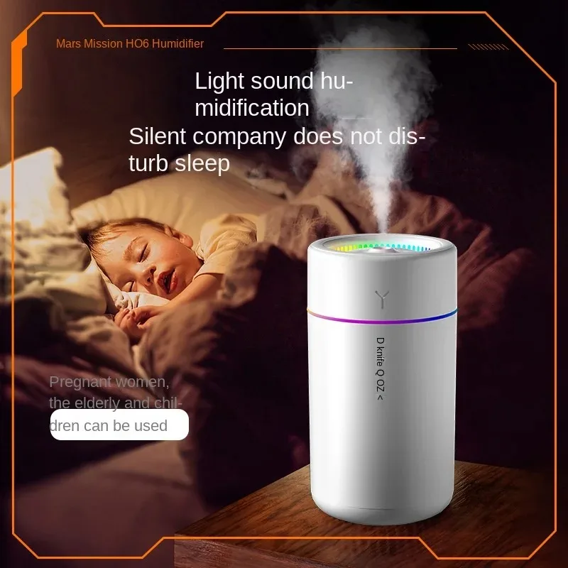 Mini umidificatore da 280 ml Grande volume di nebbia Luce colorata Silenzioso Diffusore di aromi Oli essenziali Aromaterapia per la camera da letto dell'auto domestica