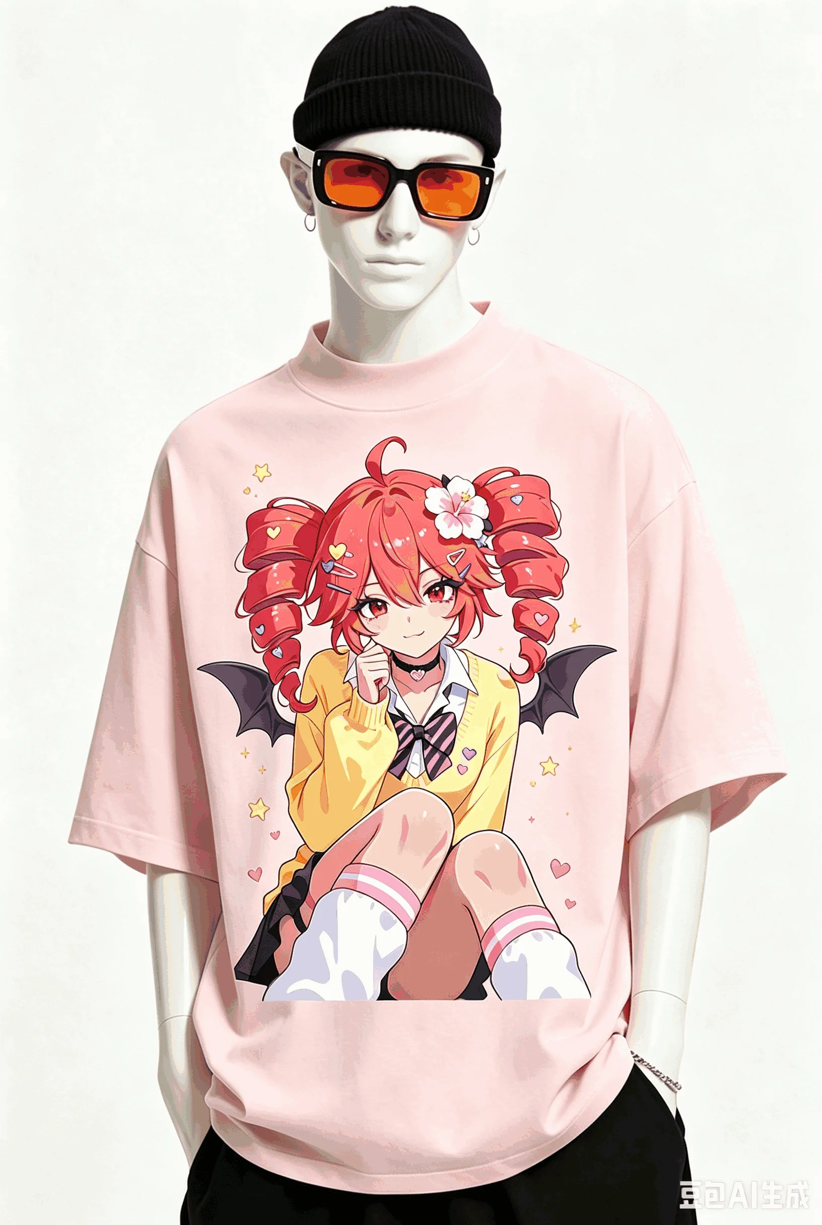Kasane Teto Übergroßes Unisex-T-Shirt mit Grafikdruck und Rundhalsausschnitt für Männer und Frauen, hochwertige Y2k-Kurzarm-Streetwear aus weicher Baumwolle – Detail 25