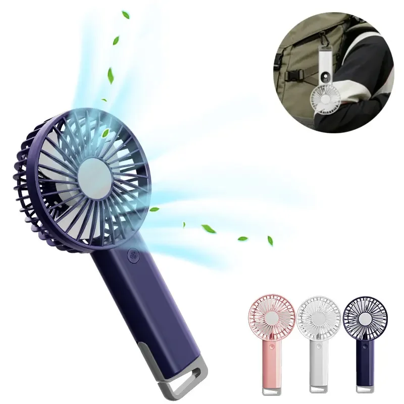 1200mAh 5 Levels USB-C Rechargeable Fans Air Cooling Fan with Buckle Portable Handheld Fan LED Screen for Home Office Outdoor