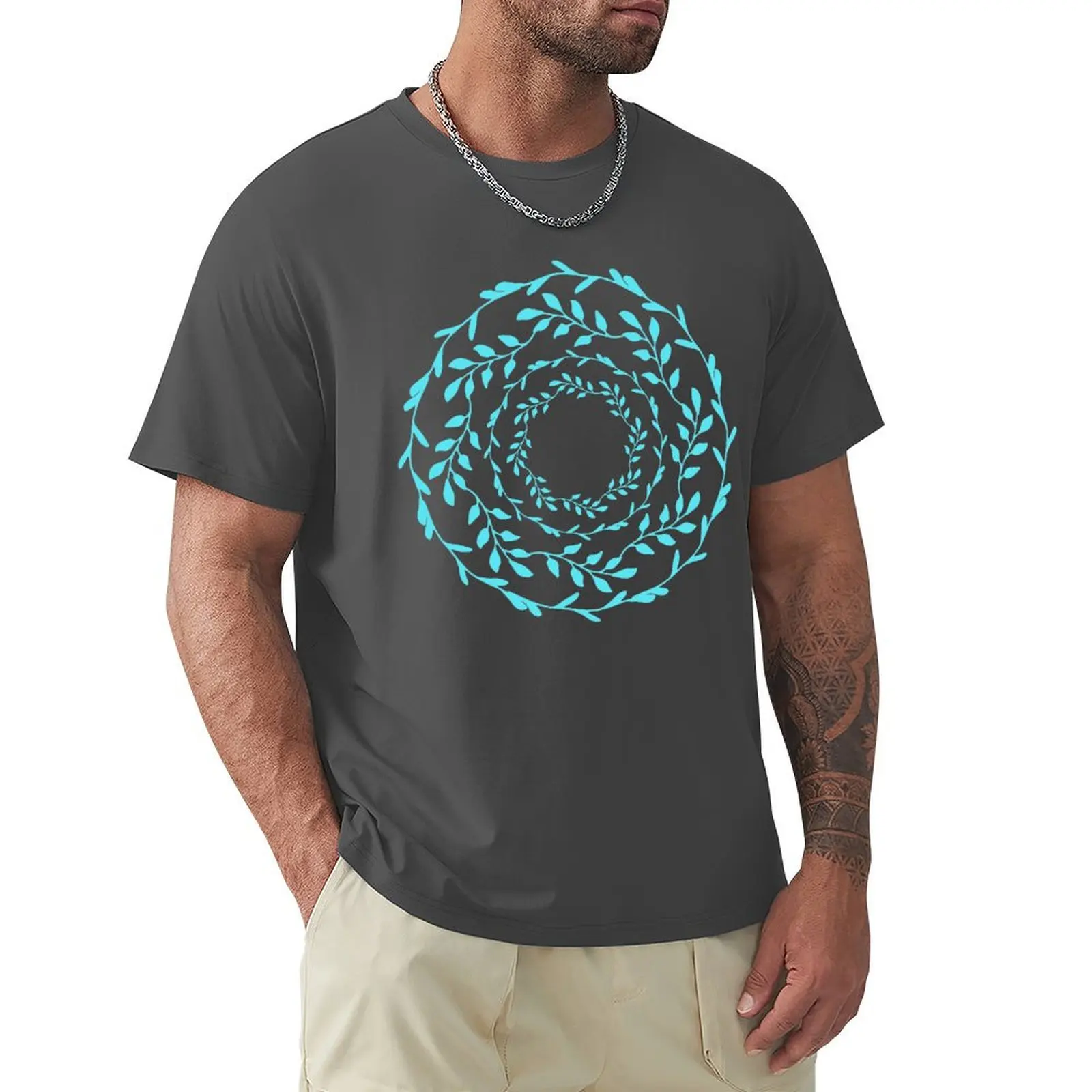 Spring twigs. Circular pattern T-Shirt blanks customs design your own mens cotton t shirts