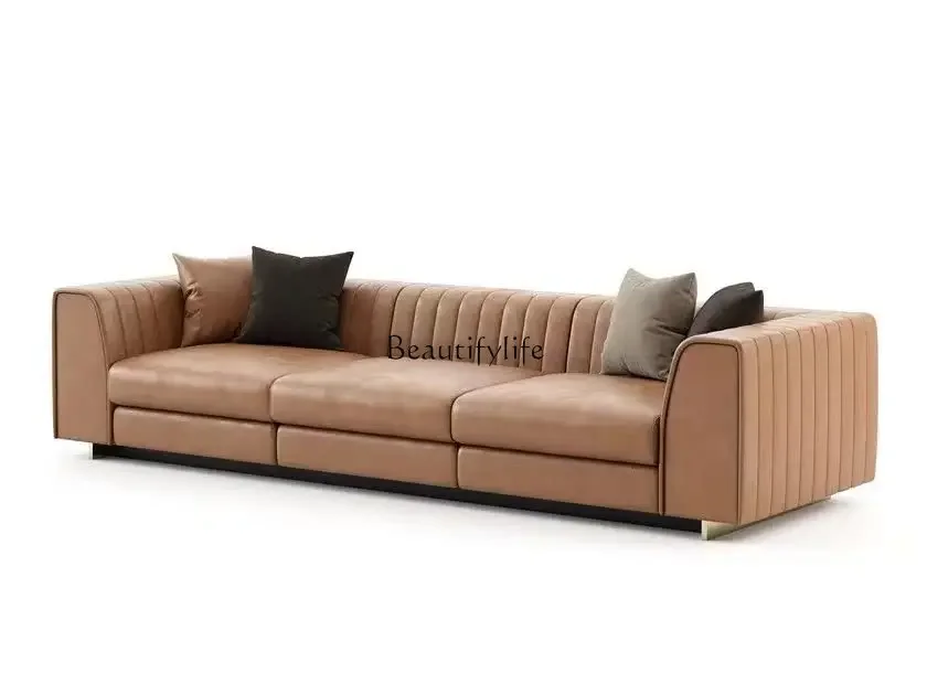 

yj19 Italian Style Light Luxury Villa Clubhouse Living Room Fashionable Two or Three Seater Leather Fabric Sofa Designer