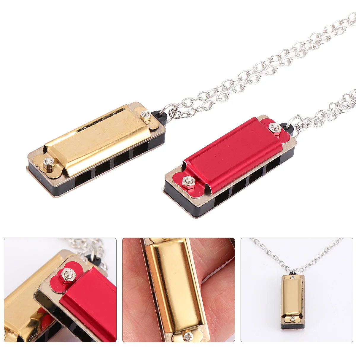 

2 Pcs Harmonica Instrument Kids Musical Instruments Toy Toys 4 Hole Key Chain