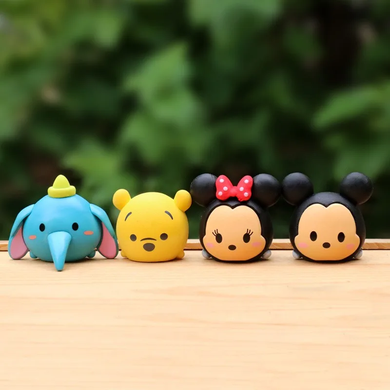 6pcs/set Anime Disney Tsum Tsum Figures Pooh Bear Donald Duck Series Pile Up Toy Collection Pvc Ornament Birthday Gift for Child