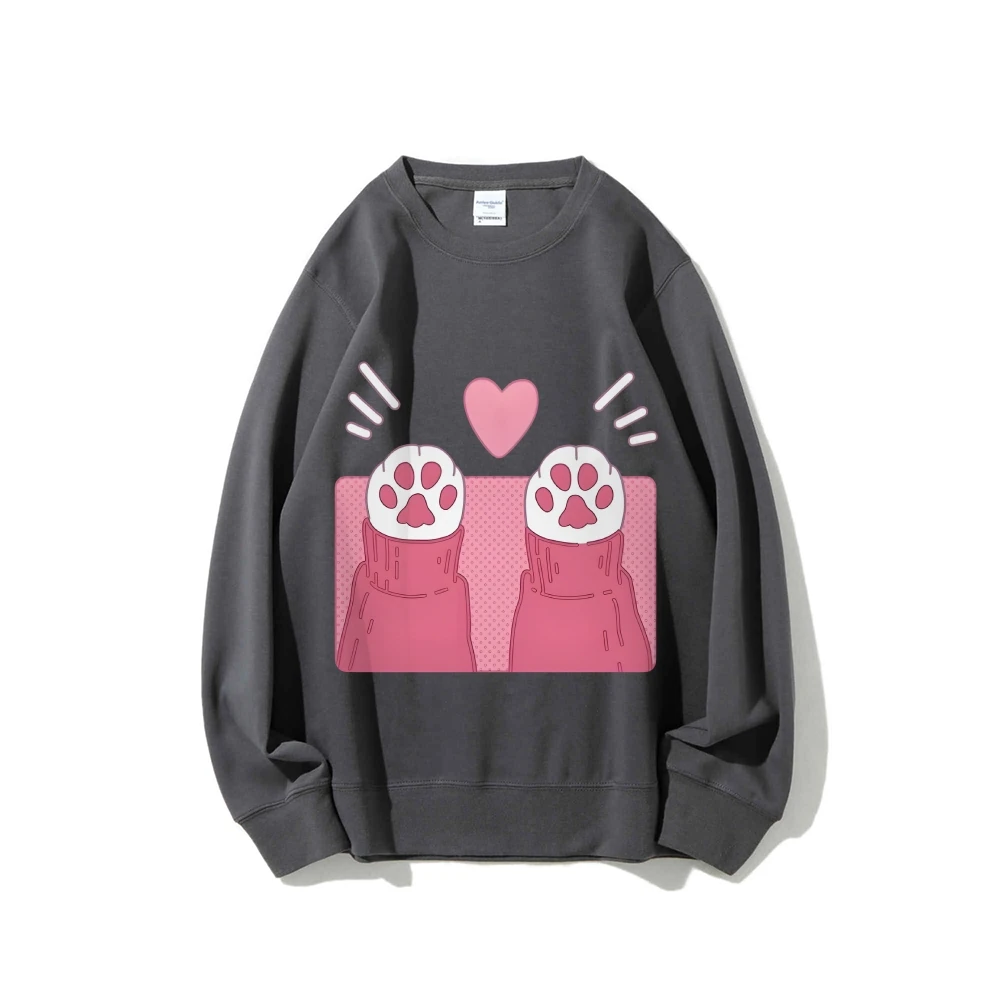 Y2k moletom gráfico patas de gato coração bonito animal de estimação moletom casual wear na moda bonito design animal doce vibe roupas estilo brincalhão