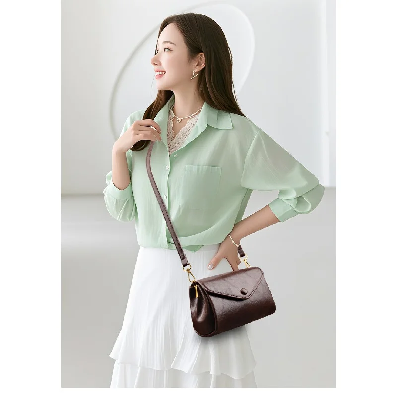 

Women's Shoulder Bag Crafted From Dot-Patterned Leather Featuring Paris Trendy Lightweight Soft Daily Refined Style​