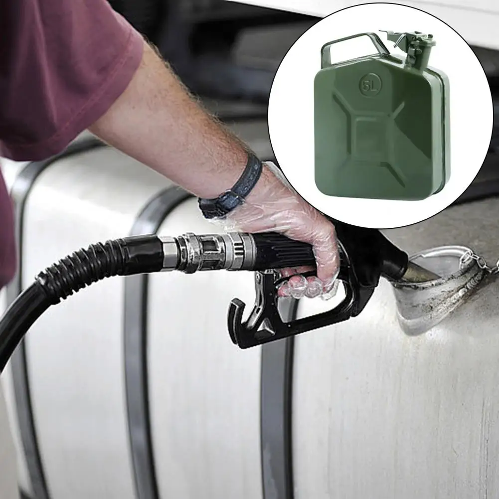 

5L Metal Gas Can Spill Proof Fuel Container With Spout And Handle Tank With Safety Lock Pin For Trucks Cars Motorcycle Equipment