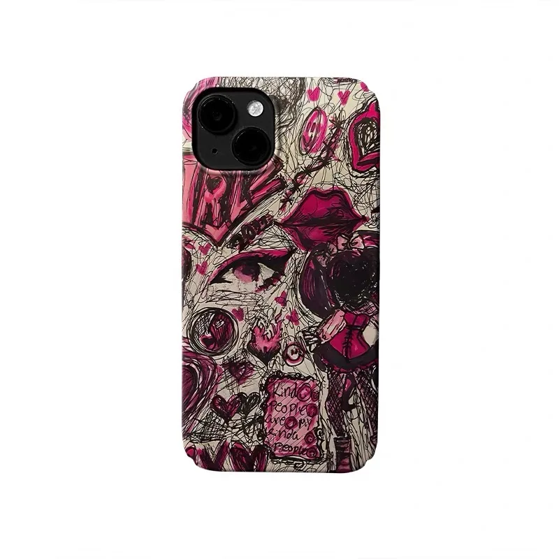 

Red Graffiti Personalized Eyes Phone Case for IPHONE 17 Air 16E 15 PROMAX 14 Plus 13 12 MINI 11PRO 16Plus XR Acrylic Phone Cover