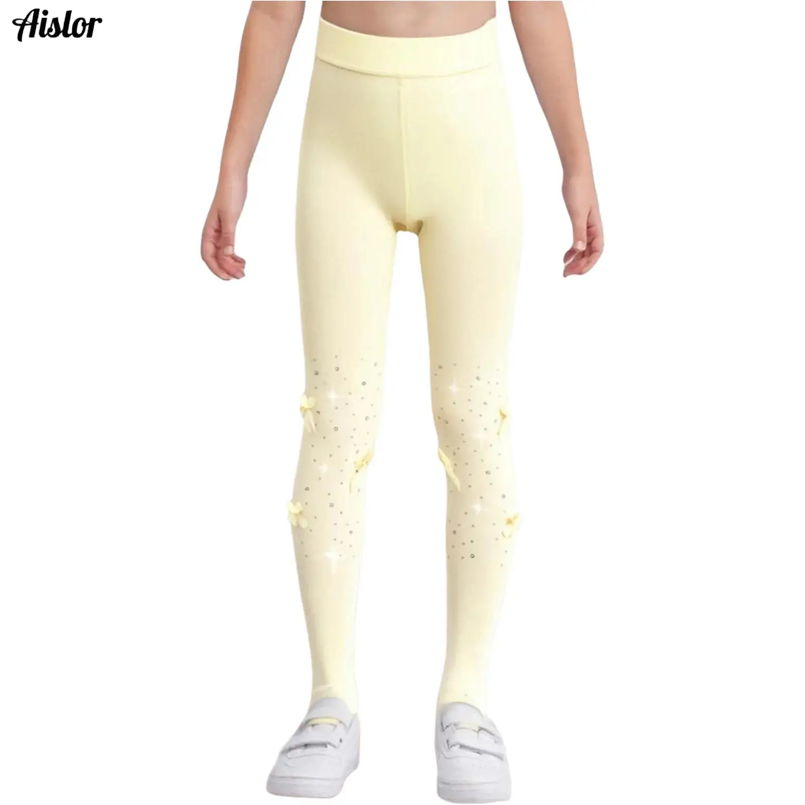 

Kids Girls Ballet Tights Cute Bow Sparkling Rhinestones Lightweight Stretchy Pantyhose Footed Leggings Figure Skating Costume