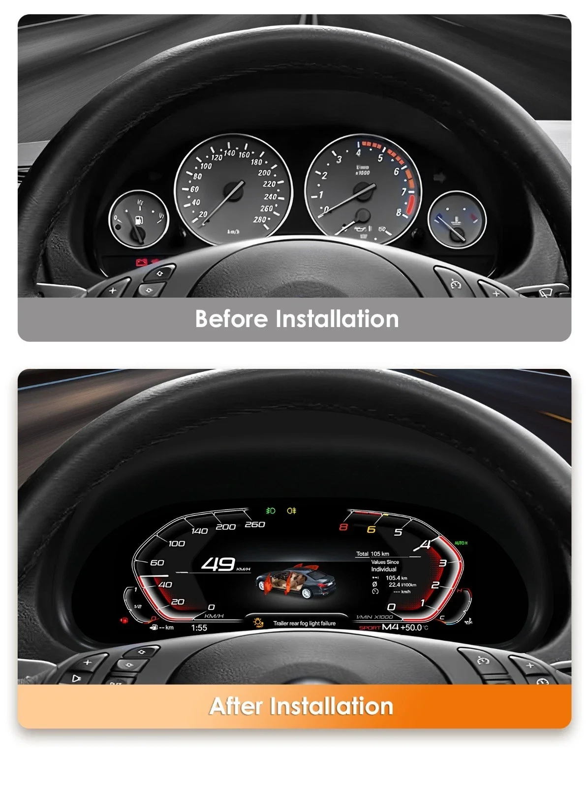 10.25Inch For BMW X5 E53 E39 E38 1999-2006 Linux Digital Cluster Anti-glare LCD Dashboard Speedometer Virtual Cockpit Instrument